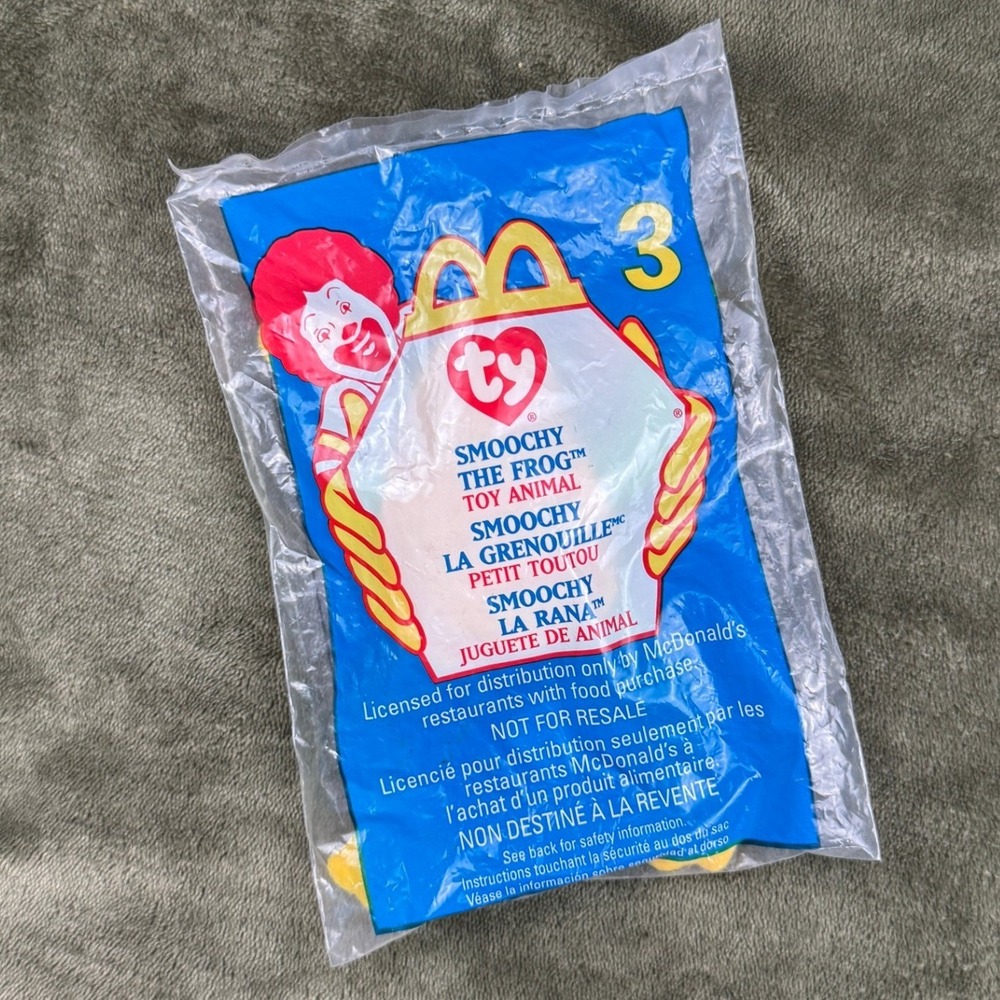 Vintage 1999 McDonalds Ty Teenie Beanie Baby Smoochy the Frog Toy 3 Sealed NIP